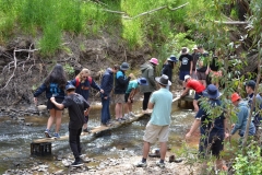 Bridge Building – Use your creative thinking as you build a bridge to get your group onto the platform in the river using only the materials supplied.
